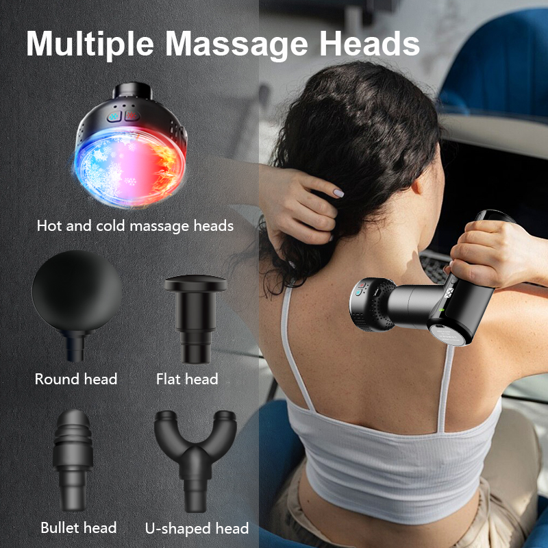 Phenitech Heating Cooling Metal Head Massager Deep Tissue Vibration Body Cold Hot Therapy Facial Muscle Massage Gun Mini