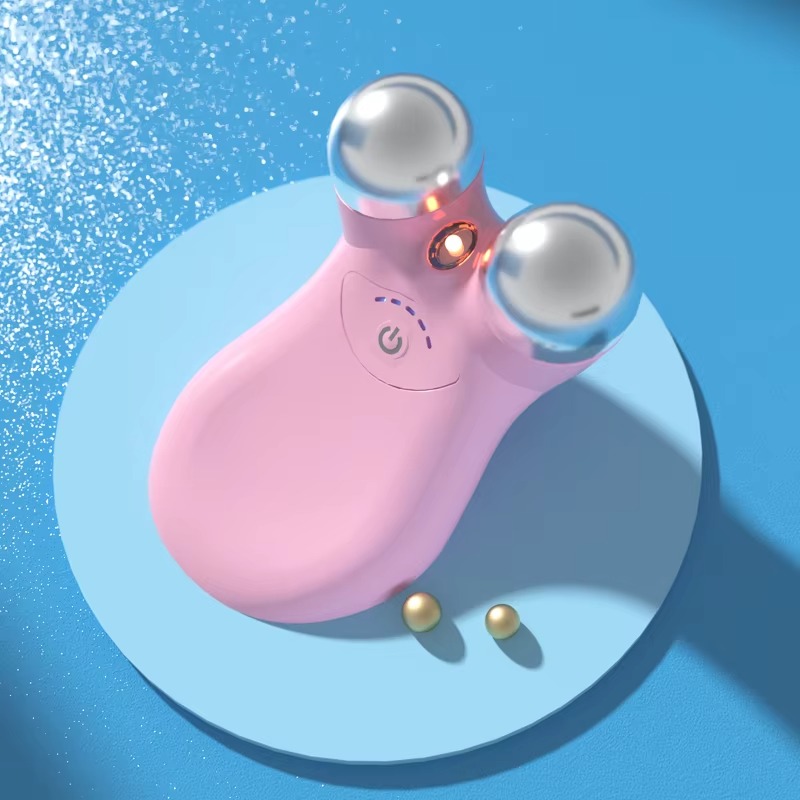 Portable Dual-Head Microcurrent Face Roller Handheld Beauty Device for Face and Neck Lifting Massager