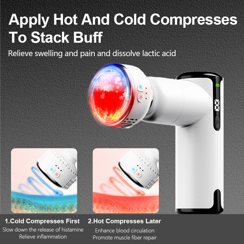 Phenitech Heating Cooling Metal Head Massager Deep Tissue Vibration Body Cold Hot Therapy Facial Muscle Massage Gun Mini